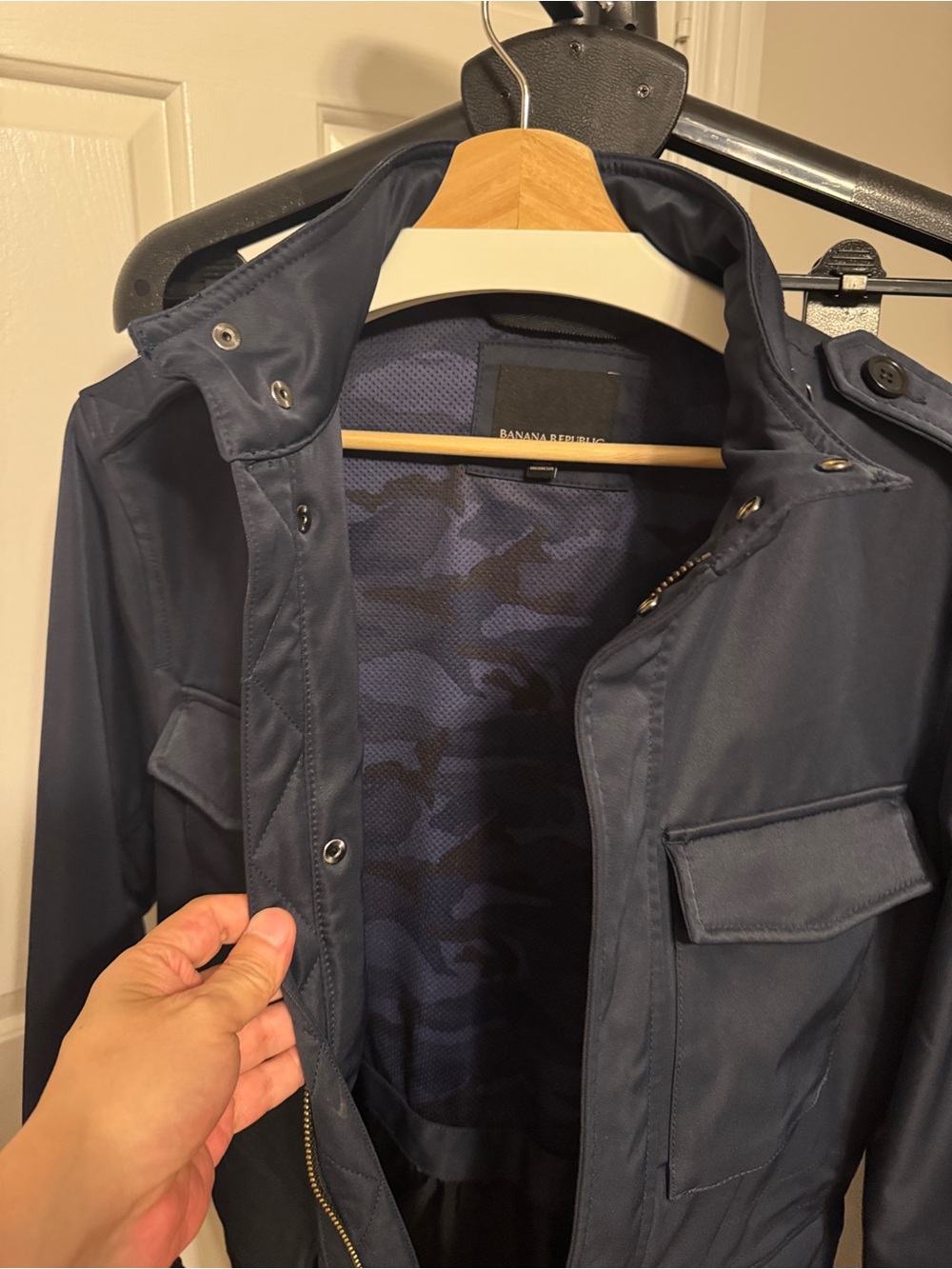 Banana Republic Navy Field Jacket with Camo Interior